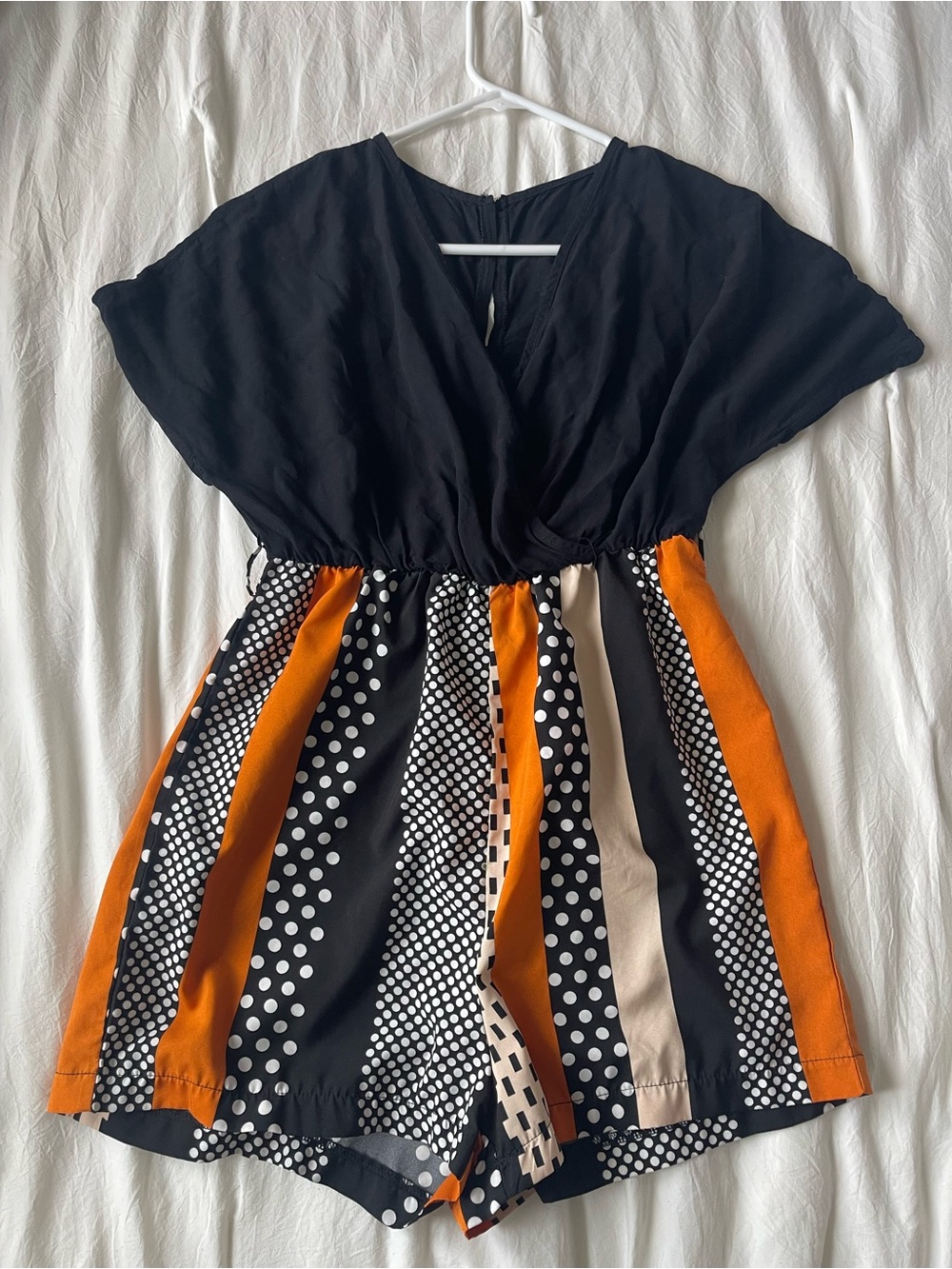 Black & Orange Polka Dot Mix Dress